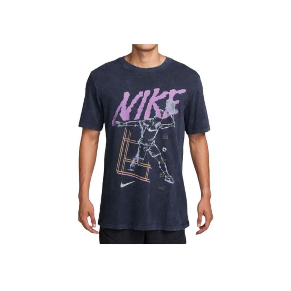 Nike Letter Pattern Printed Round Neck Short Sleeve T-Shirt Men Tops Obsidian HJ3454-451