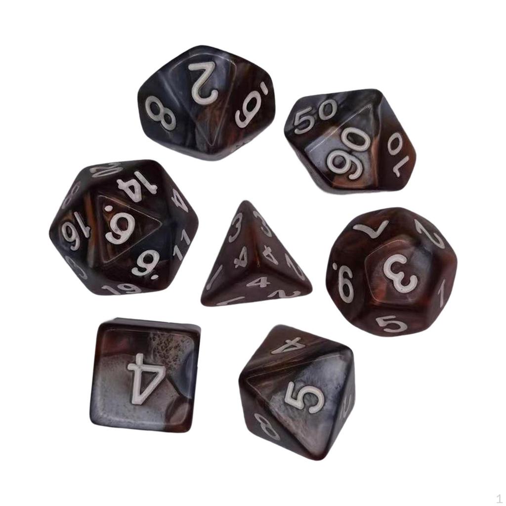 7 stycken färgglada polyedriska tärningar samling brädspelsrekvisita leksaker presenter Hållbar slät yta för