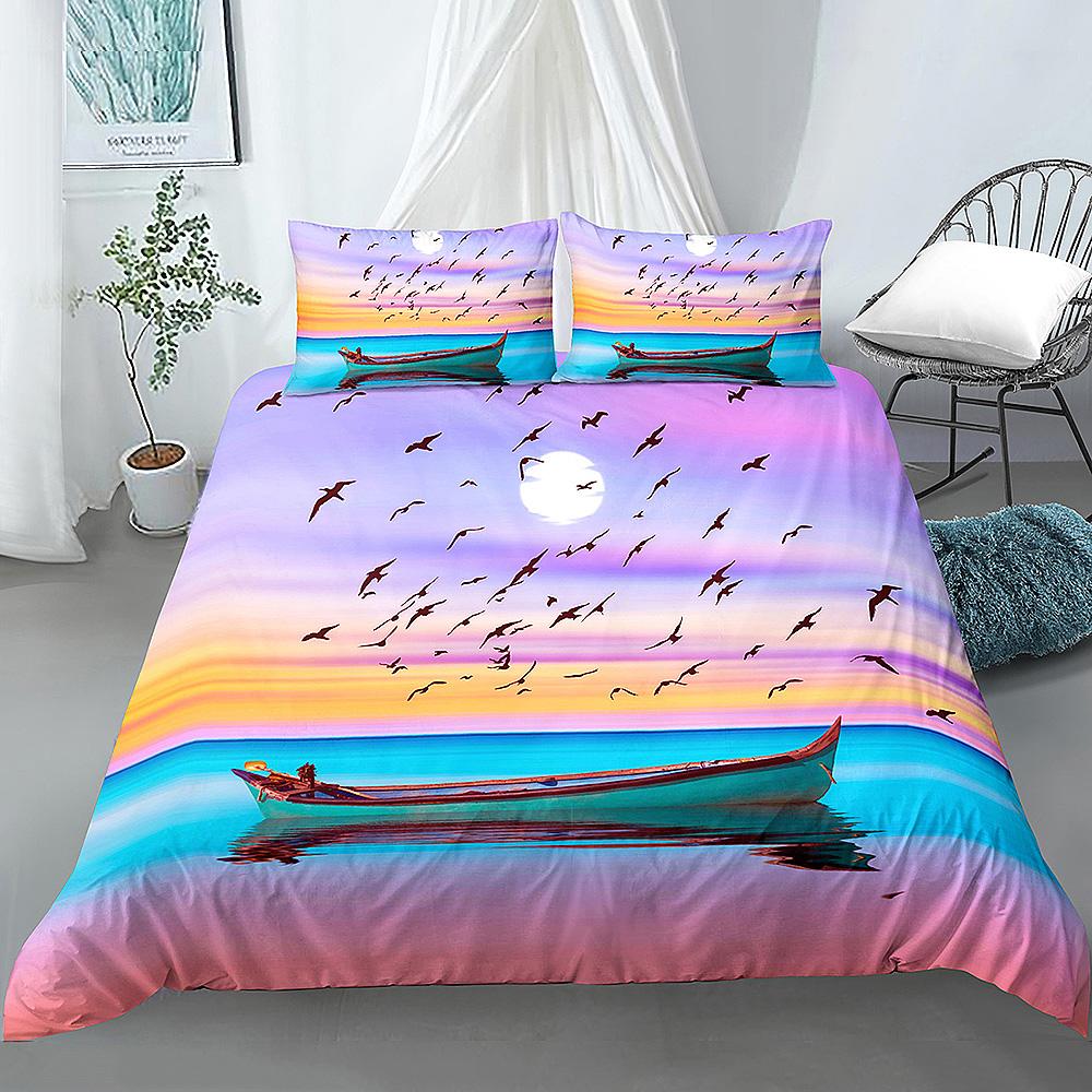 Beautiful Scenic Duvet Cover Set 3D Print Landscape Bedding Set Polyester Comforter Cover With Pillowcases For Kids Men Women