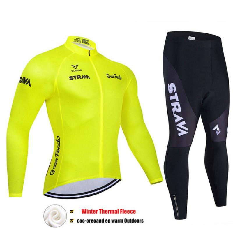 Fleece Cycling Jersey Set Mountain Road Bikes Winter Warm Long Sleeve Unisex Breathable