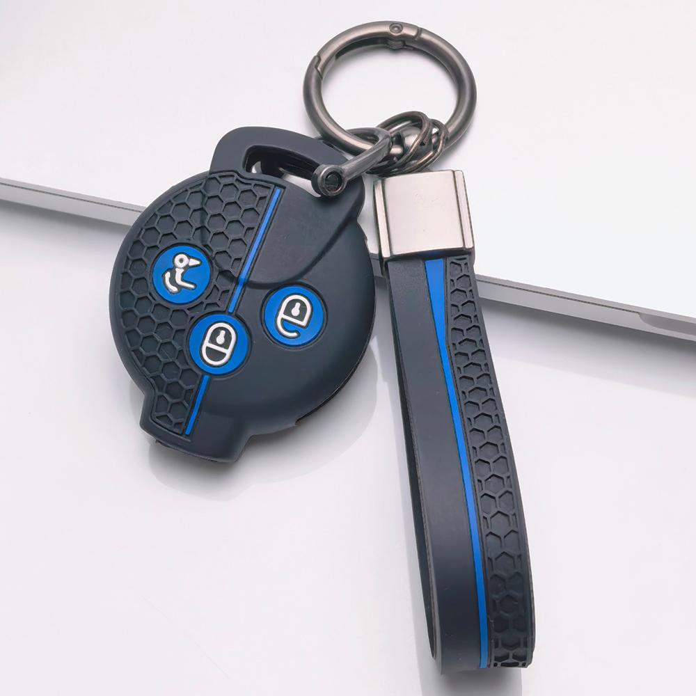 Silicone Remote Key Cover for Smart Fortwo Forfour Roadster City Coupe City Cabrio with Keychain Honeycomb Texture Anti Scratch Remote Key Protector