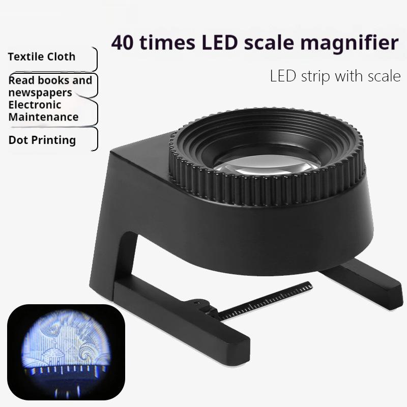 

Magnifying Glass with Scale and Three Led Lights. High Magnification Magnifying Glass with Cloth Mirror 15x