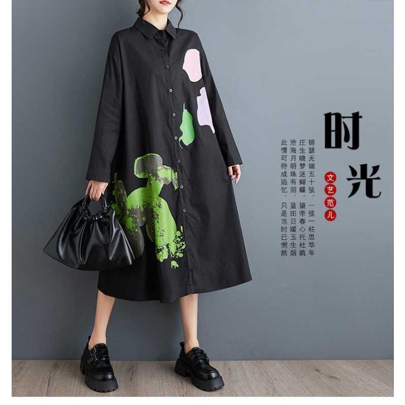 Plus Size Printed Splicing Casual Simple Sweetheart Long Sleeve Dresses