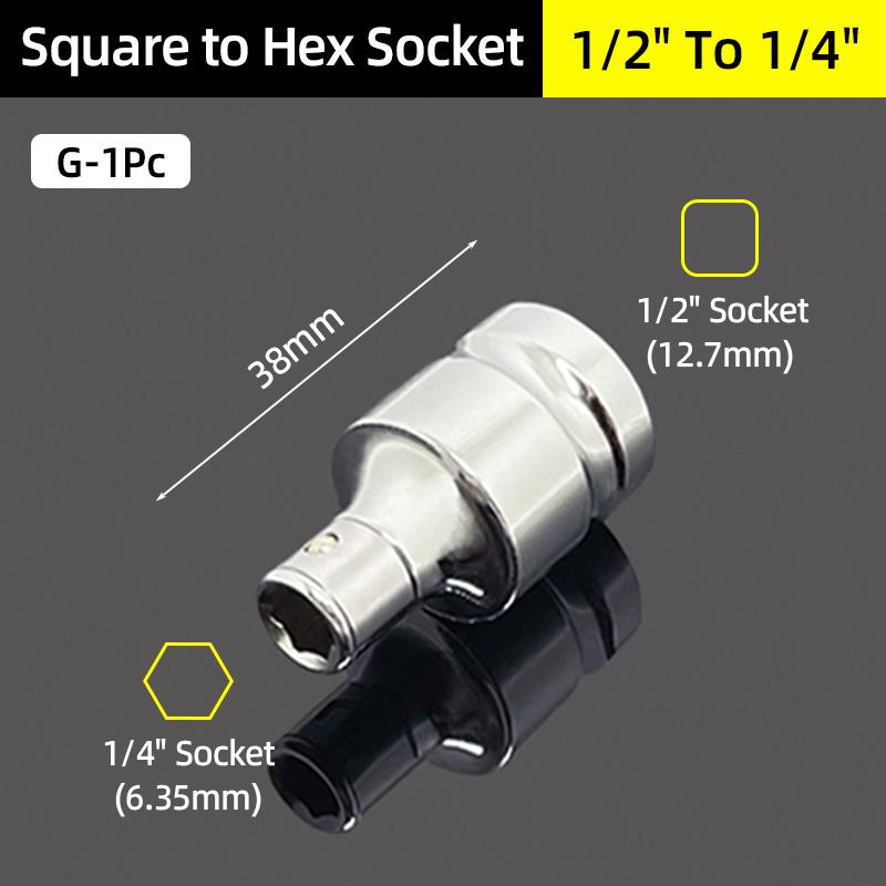 Double Square Head Socket Adapter Converter Reducer Set 1/4 3/8 1/2 Impact Drive Ratchet Wrench Socket Adaptor Repair Hand Tool