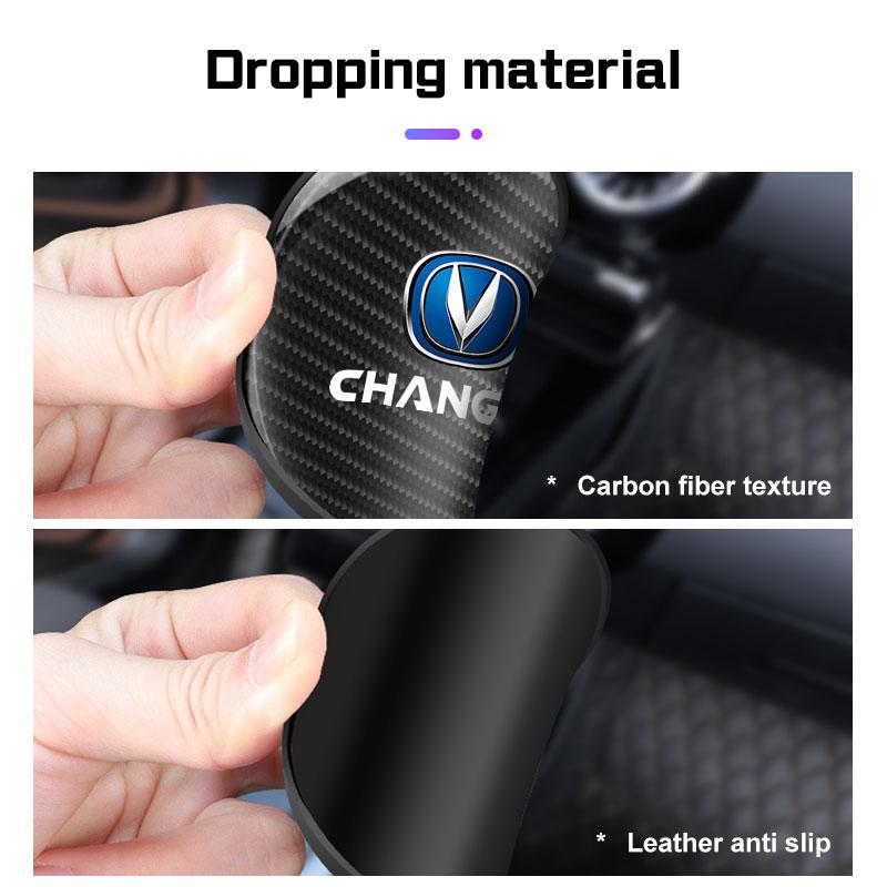 2Pcs Carbon Fiber Leather Car Coaster Water Cup Mat For Changan UNI-K CS35 CX70 CS85 CS55 CS75 Non-slip Pad Interior Accessories