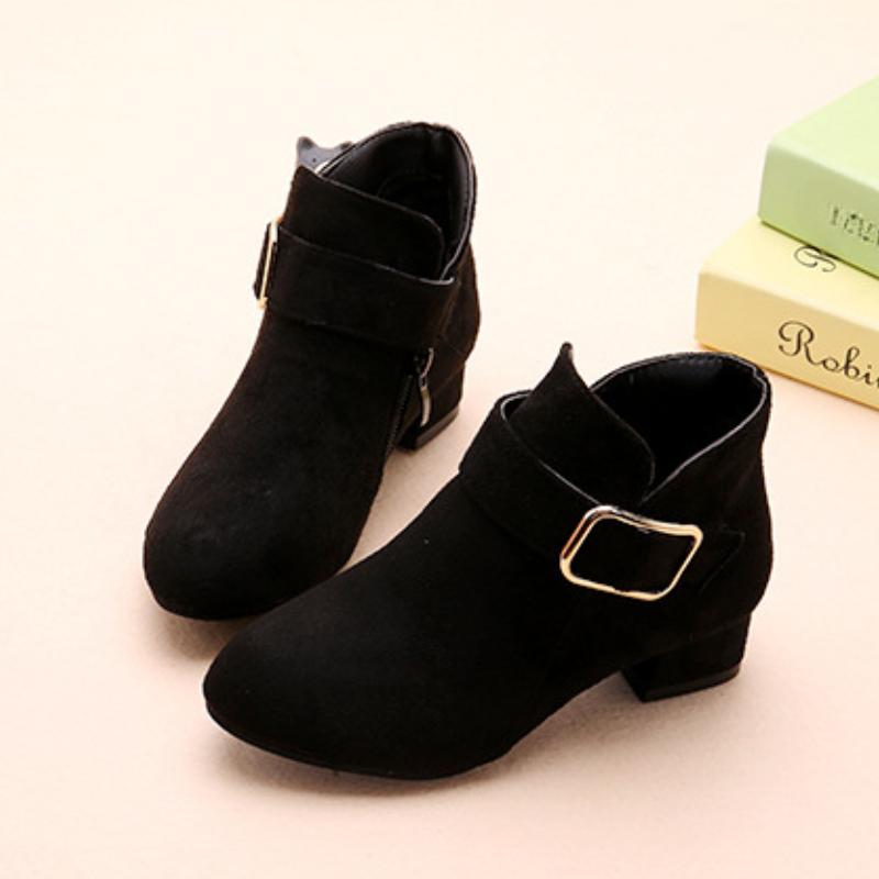 Girls' short boots, autumn and winter fashion, Korean version, high heels, princess boots, medium size, children's and girls' cotton shoes