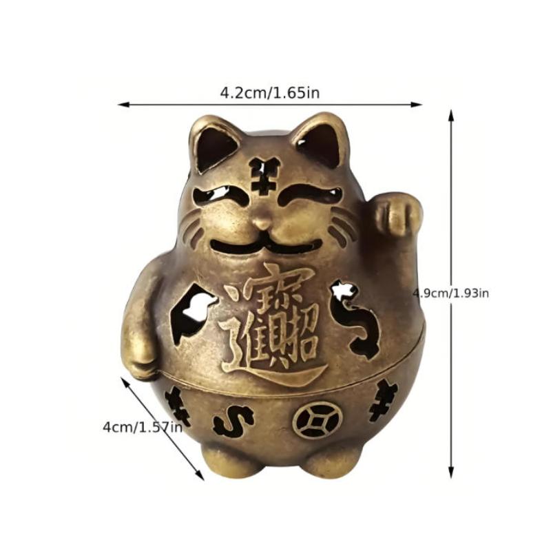 

Lucky Wealth Cat Incense Burner Golden Feng Shui Good Luck Home/Office Decor With Prosperity Symbols Meditation Accessory