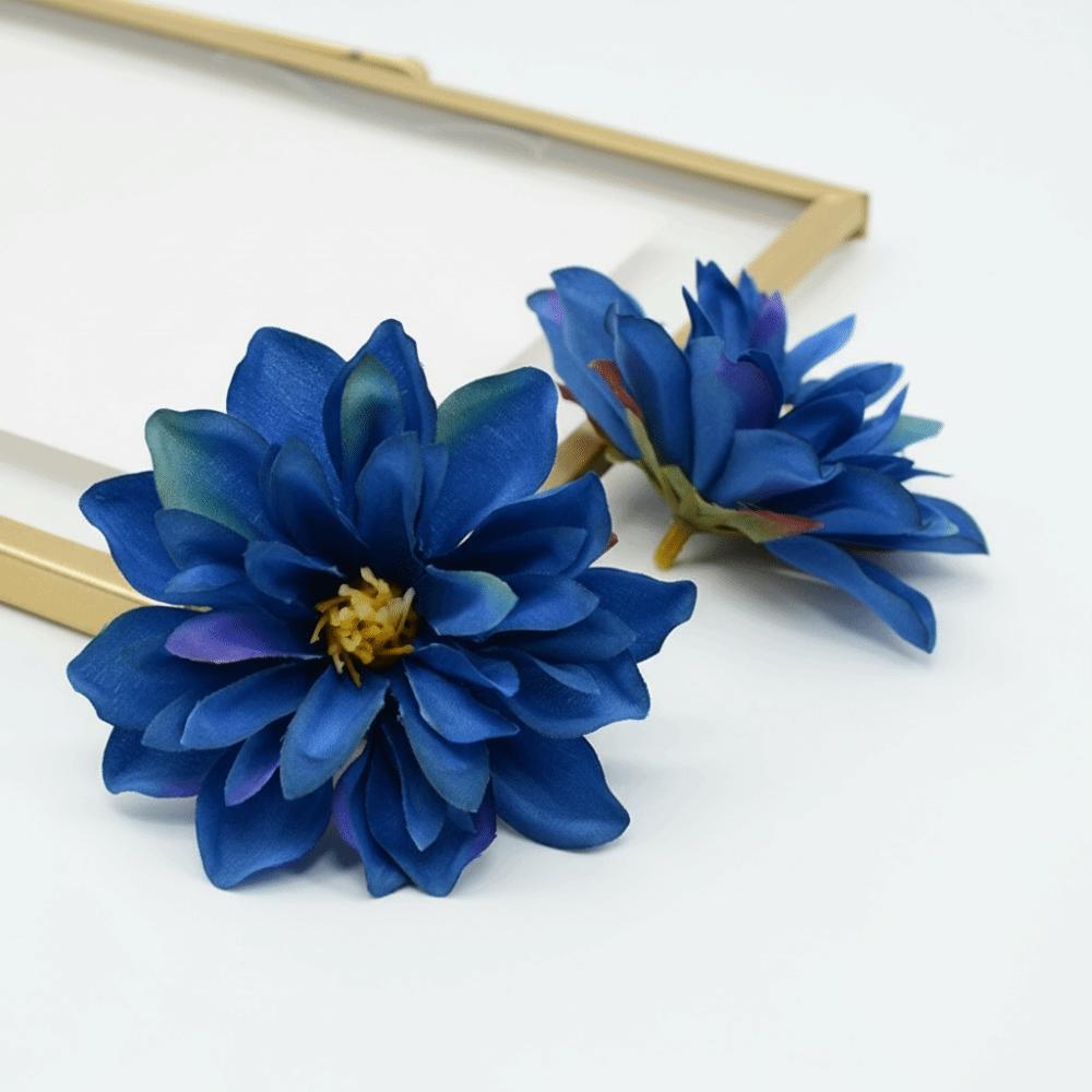 10pcs Satin Dahlia Artificial Flowers Fake Flower DIY Garland Bouquet Silk Chrysanthemum Dahlia Mix Color Brooch Accessories