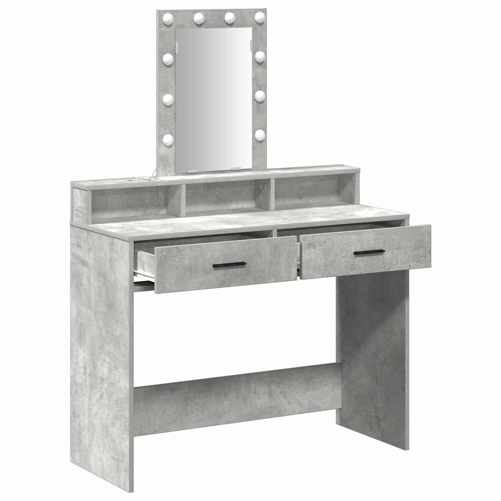 Makeup Table with Storage Gray 100 x 41 x 140 cm Engineered Wood