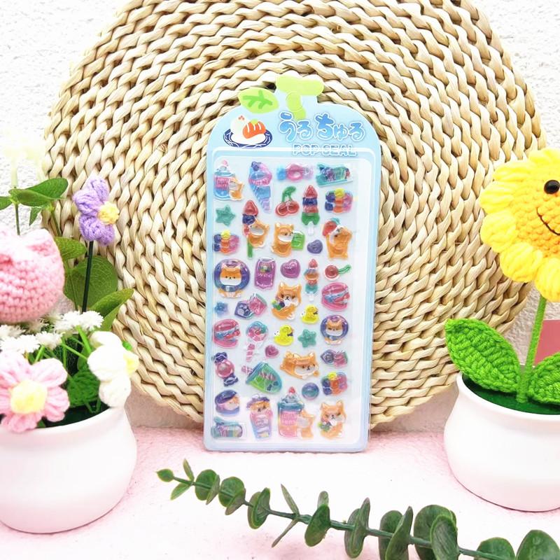 New 3D Relief Stickers Cartoon Animals Food Creative Cute Aesthetic Stickers DIY Phone Case Journal Fun Fashion Decoration Stick