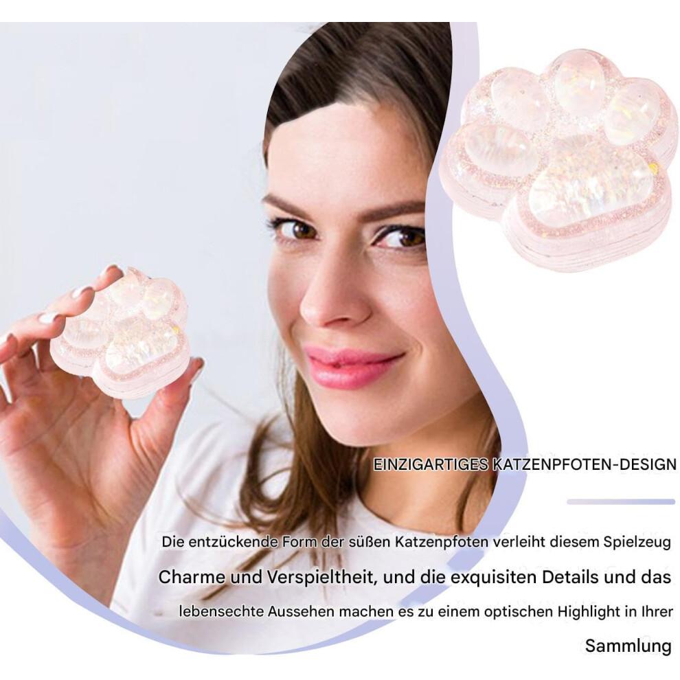 Large Cat Paw Squeezes Toy for Stress Relief, Squishy Cat Paw with Sequins, Soft White Design for Adults and Children