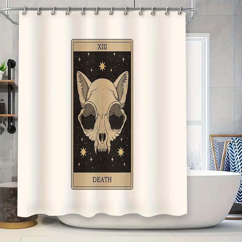 

Gothic Tarot Death Shower Curtain Dark Academia Halloween Decor Macabre Horror Tapestry Spooky Room Divider Bathroom Set W60H190(CM)-1 Pcs