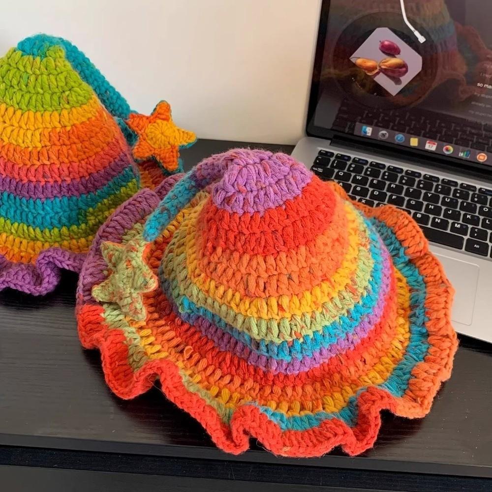 Star Design Fairy Hat Colorful Bucket Hat Cute Pullover Hat for Adult and Children