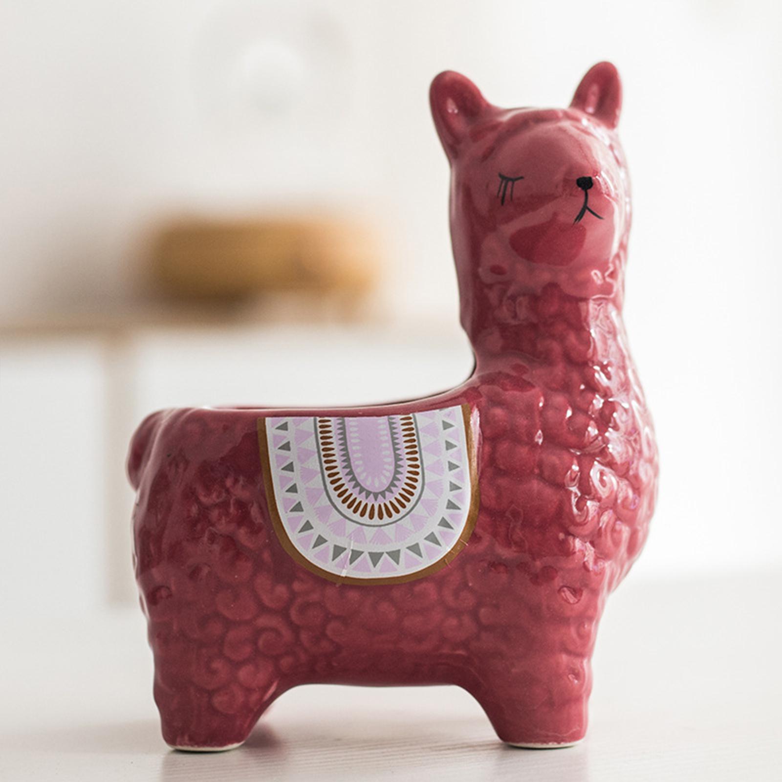(Alpaca) Creative and personalized cartoon cute alpaca succulent flower pot ceramic (Alpaca) Type 2