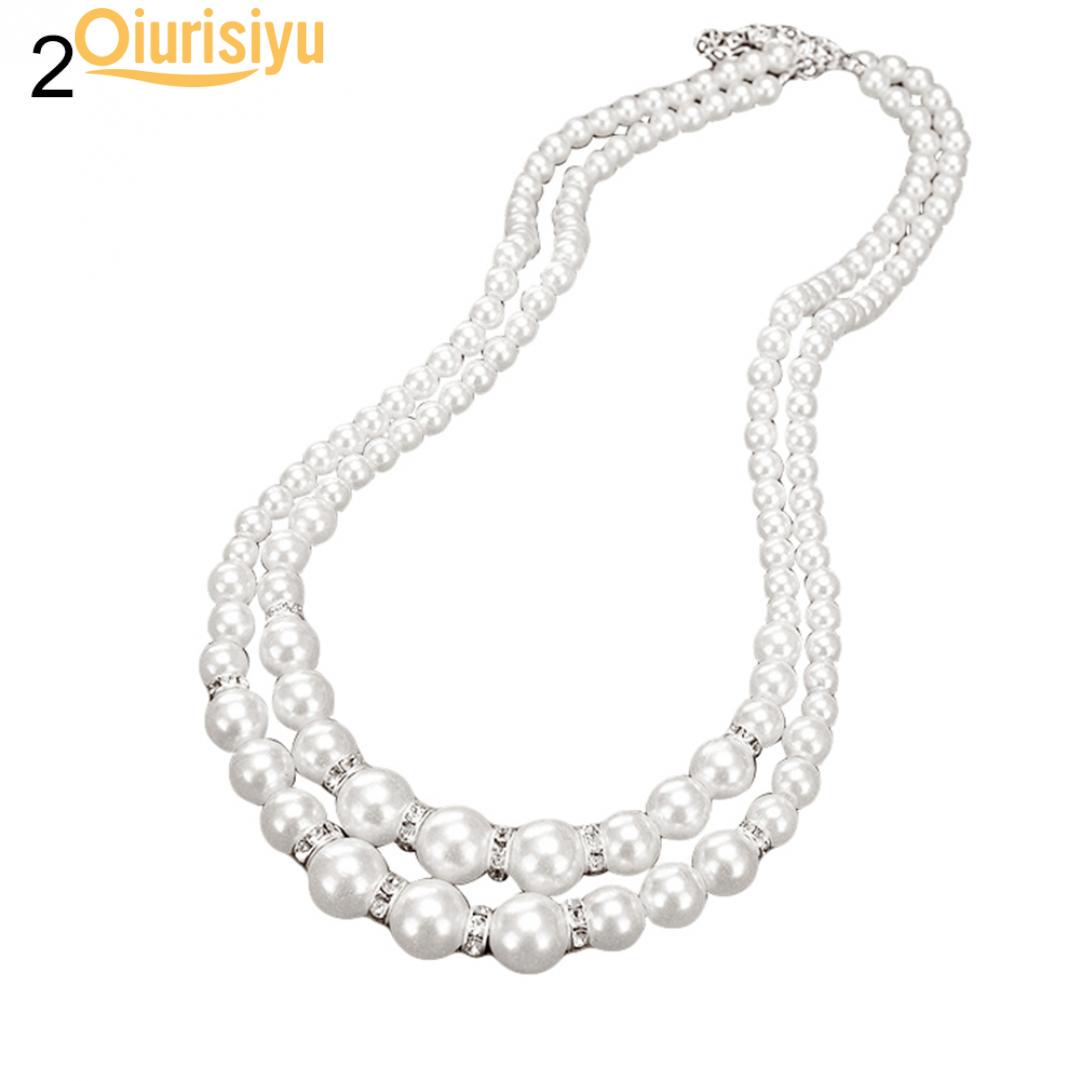 

Ожерелье двух слоев в виде искусственного жемчуга с перегородками из золота серебряный