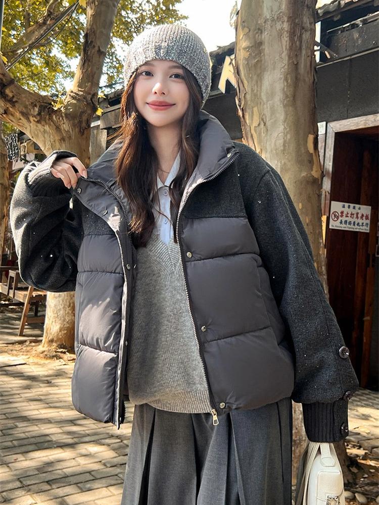 Short Stitching Thick Warm Top Winter Jacket