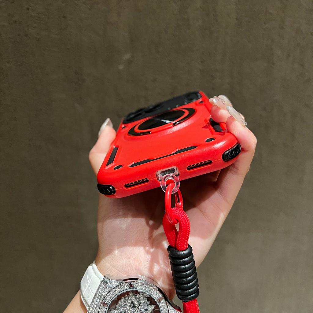 For iPhone 17 Pro Case with Strap,Ring Kickstand PC+TPU Shockproof Phone Back Cover