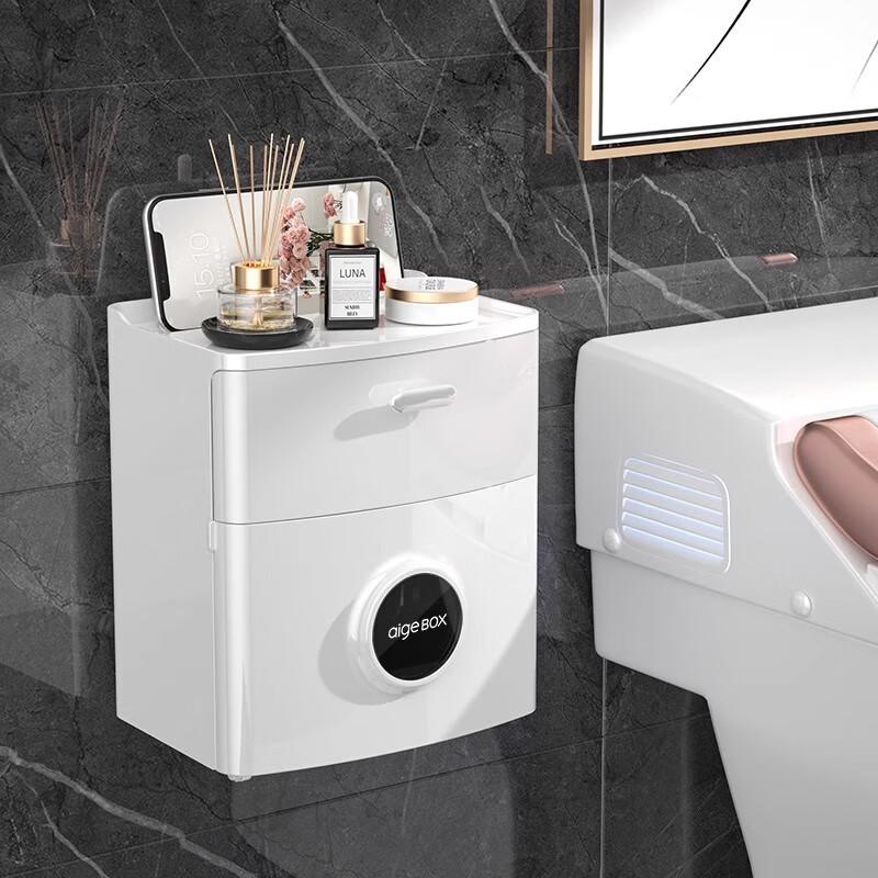 Punch-Free Waterproof Bathroom Tissue Box with Shelf