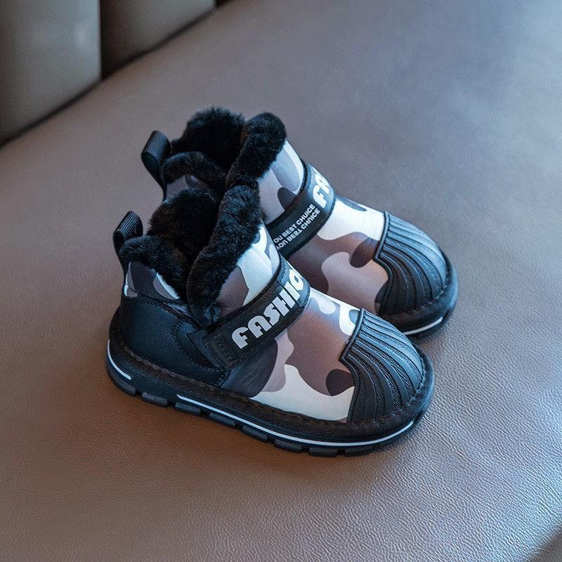 Girls' Snow Boots Waterproof New Winter Children's Piled Thickened Children's Cotton Shoes Medium and Older Children's Fur Integrated