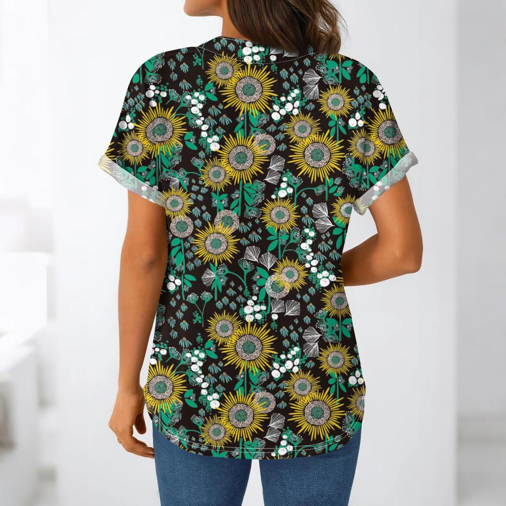 Linen Tops For Women Summer V Neck Short Sleeve Length Sleeve Womens Tops Casual Loose Fit Blouses