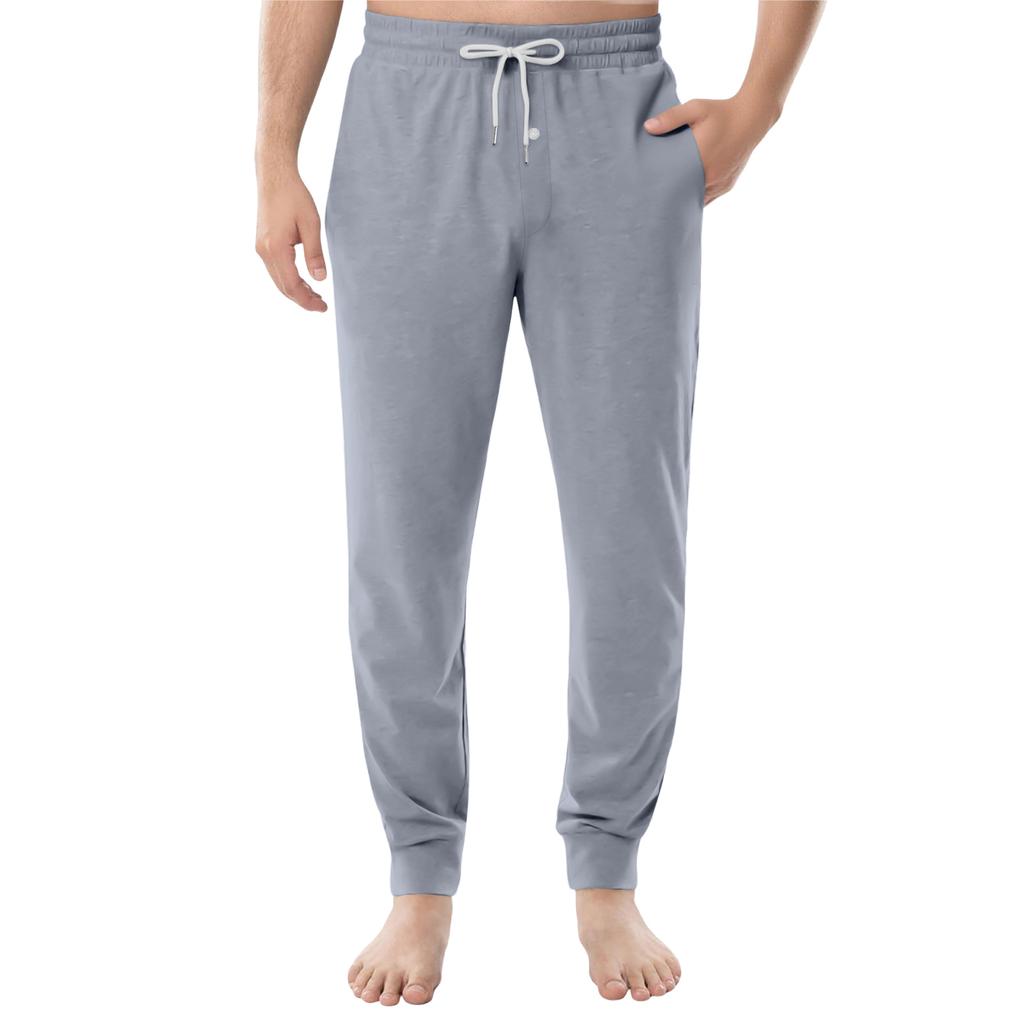 Men's Drawstring Pocket Cuffed Casual Pants Home Sleep Pants