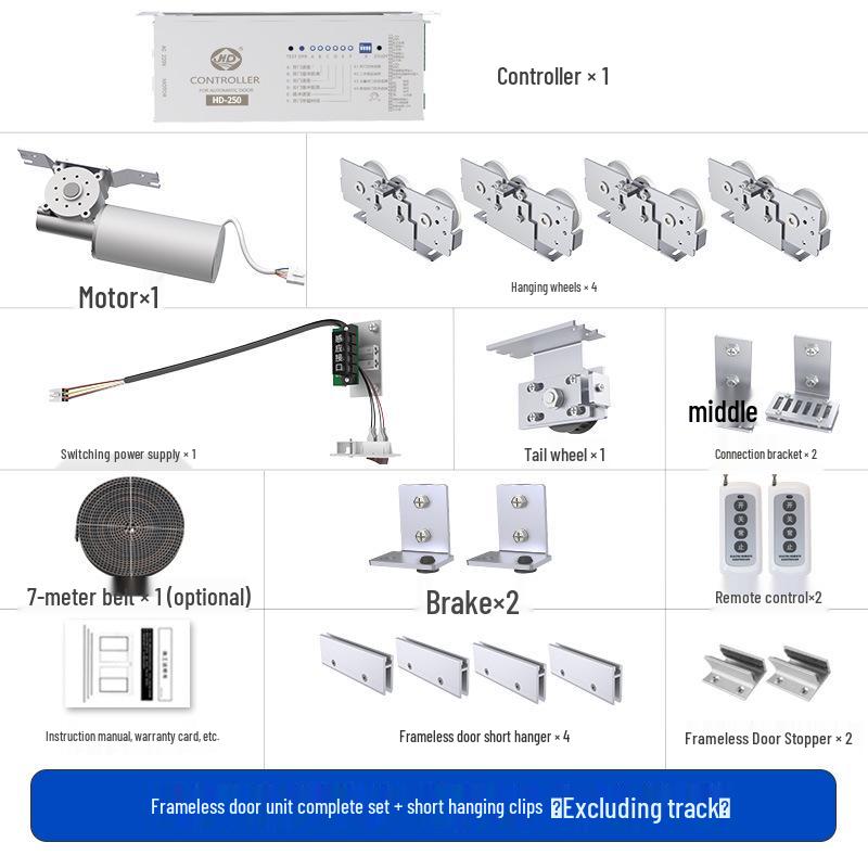 Haida Automatischer Schiebetürmotor für Glas mit Induktionsschiene, Komplettset mit 125 Einheiten