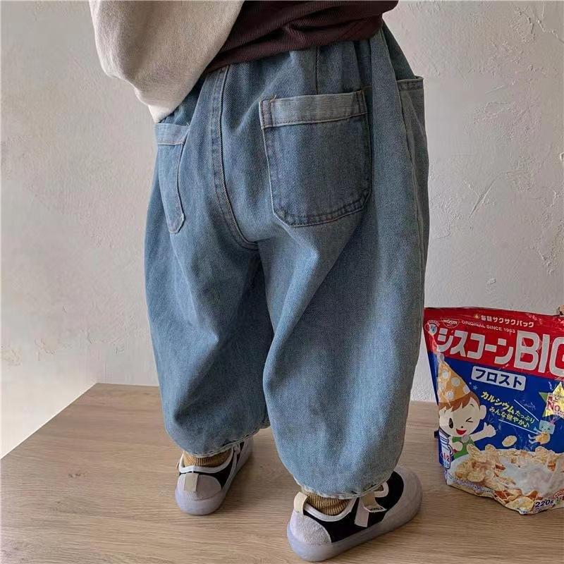 Kids Straight Leg Jeans Boys Girls Fashion Casual Denim Pants Spring Autumn Baby Long Trousers 80