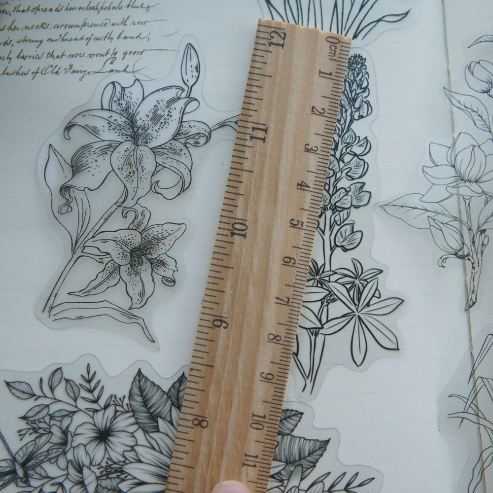 40 st Pennateckning Liljekonvalj Persikablomning Blombukettstil Transparent klistermärke Scrapbooking Gör-det-själv Presentdekoration Tag