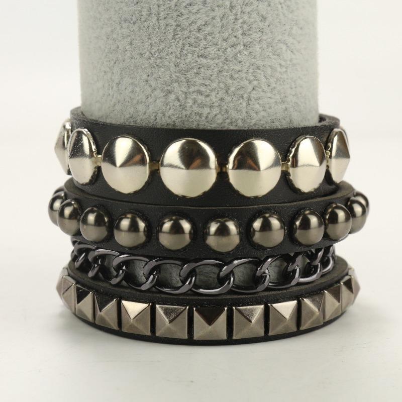Set de pulseras Meier - joyería unisex de cuero de PU, pulsera de cuero trenzado retro hip-hop europeo y americano DIY