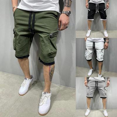 Męskie Spodenki Nowe Letnie Bawełniane Z Podwójną Kieszenią Na Zamek Spodnie Cargo Styl Hip-Hop Codzienne Spodnie Sportowe Fitness Spodenki Pięciopunktowe
