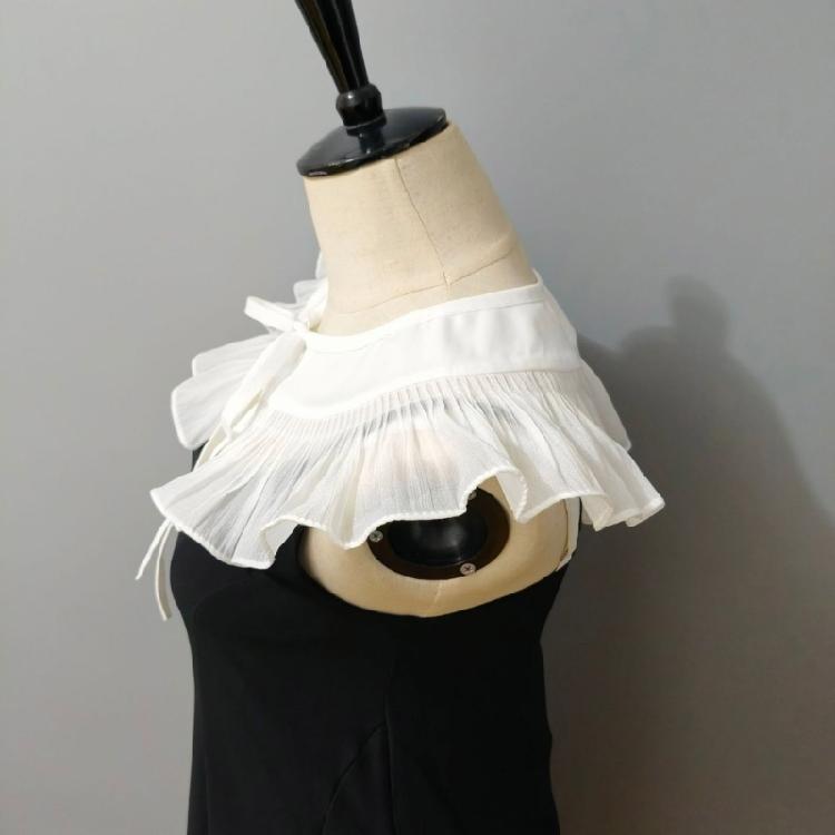 Ruffle Trim Lace Faux Collar Decorative Collar for Blouse Skirt Removable False Collar Adjustable Shawl All Matching