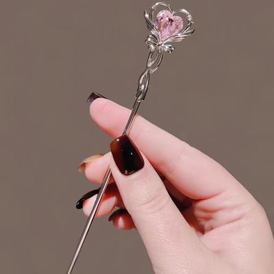 1pc Headdress Exquisite Hairpin Fashion Alloy Cute Hollow Heart Magic Wand Hair Sticks