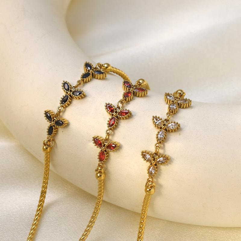 Fashion Full Diamond Leaf Bracelet Jewelry High Fashion Versatile Zircon Bracelet Women'S Niche Design Sense