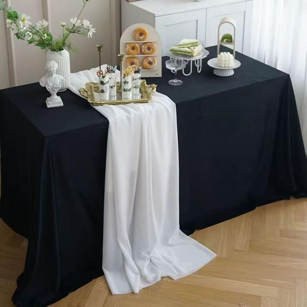 Rechteckige Satin-Tischdecke Hochzeitstischdecke Weiß Schwarz Für Party Geburtstagsveranstaltungen Bankettdekor Zuhause Abendessen Tischdecken
