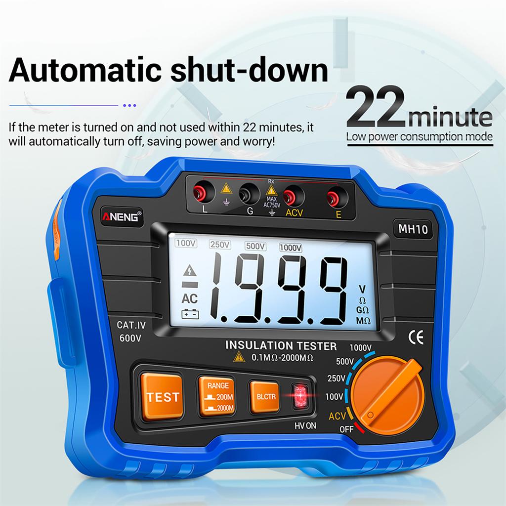 Insulation Resistance Tester 100V  250V  500V  1000V Resistance Tester with LCD Backlight Digital Display Screen