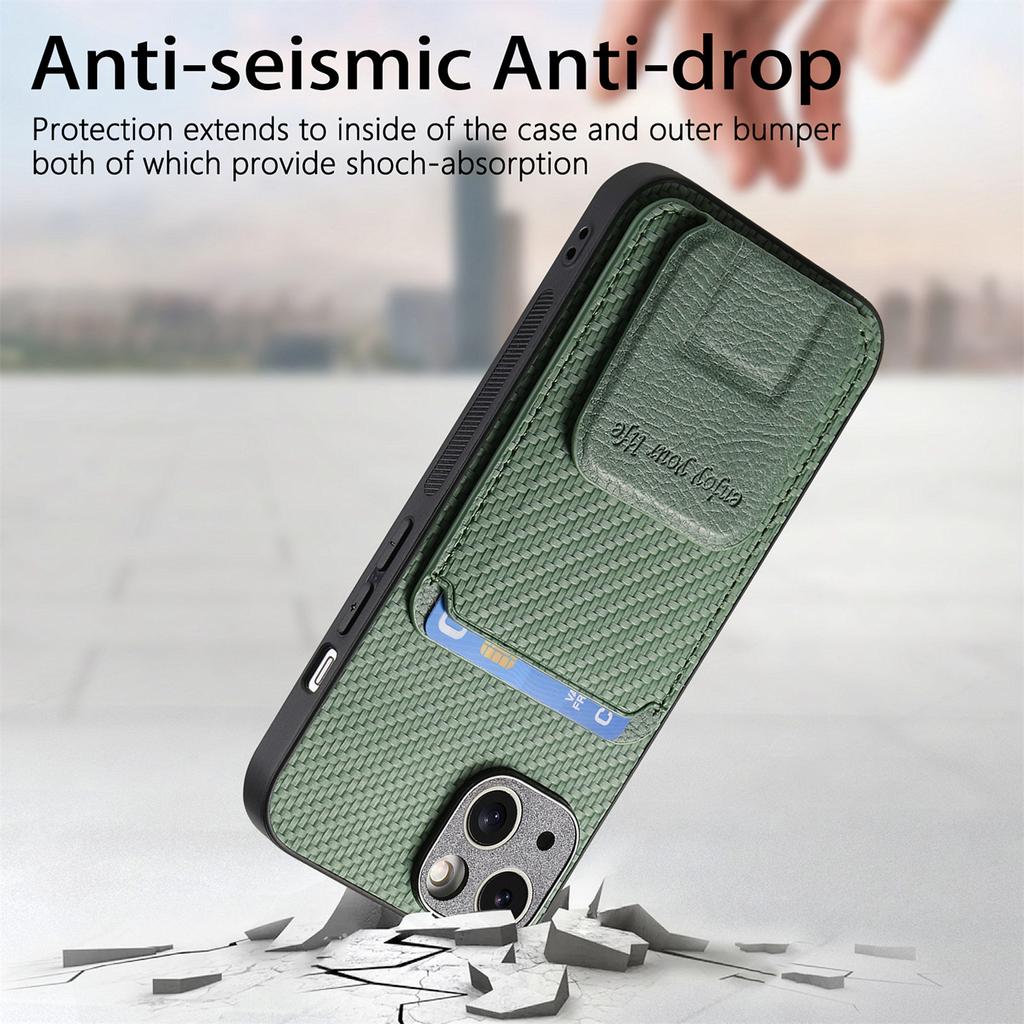 C1-11 for iPhone 13 6.1 Inch Case Leather Coated TPU Phone Protector with Kickstand and Card Slot
