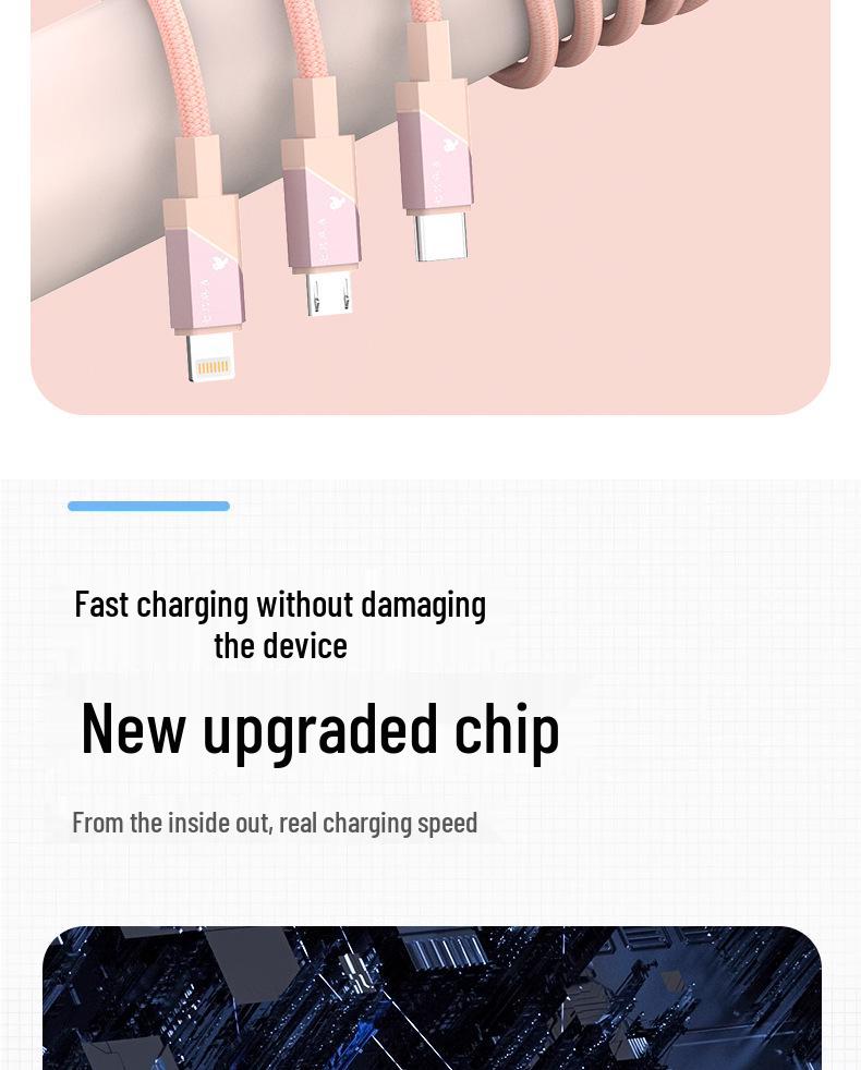 Fast Charging 3-in-1 Braided Cable for Apple Devices