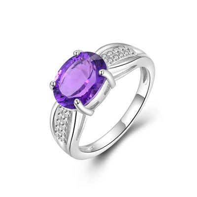 Gorgeous Design Natural African Amethyst Gemstone Ring 925 Sterling Silver Women Elegant Jewelry