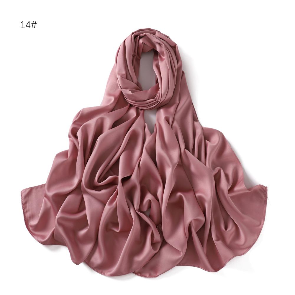 New Luxury Medine Silk Scarf For Women Muslim Plain Hijab Long Shawls Big Size Headscarf Wraps Islamic Turban Headband Bandana
