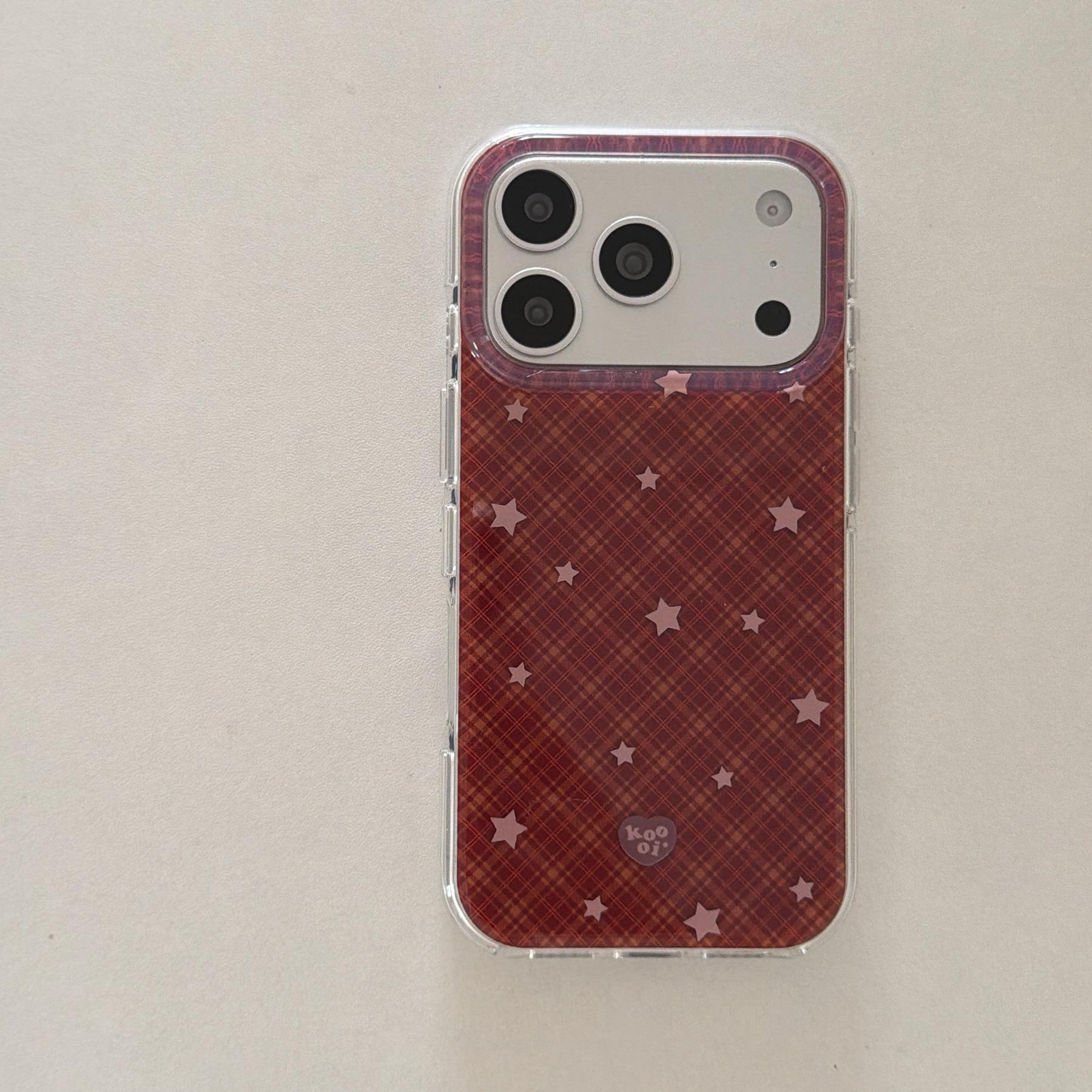 

Plaid Red Star 3D Drop-Proof Phone Case for iPhone 16/17 Pro Max and Apple 15/14, Perfect for Women 15 Pro