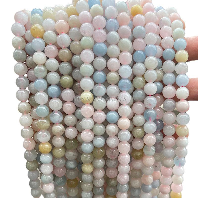 Jingde Transparent Morganite Round Beads - Candy Color Crystal DIY Jewelry Accessories