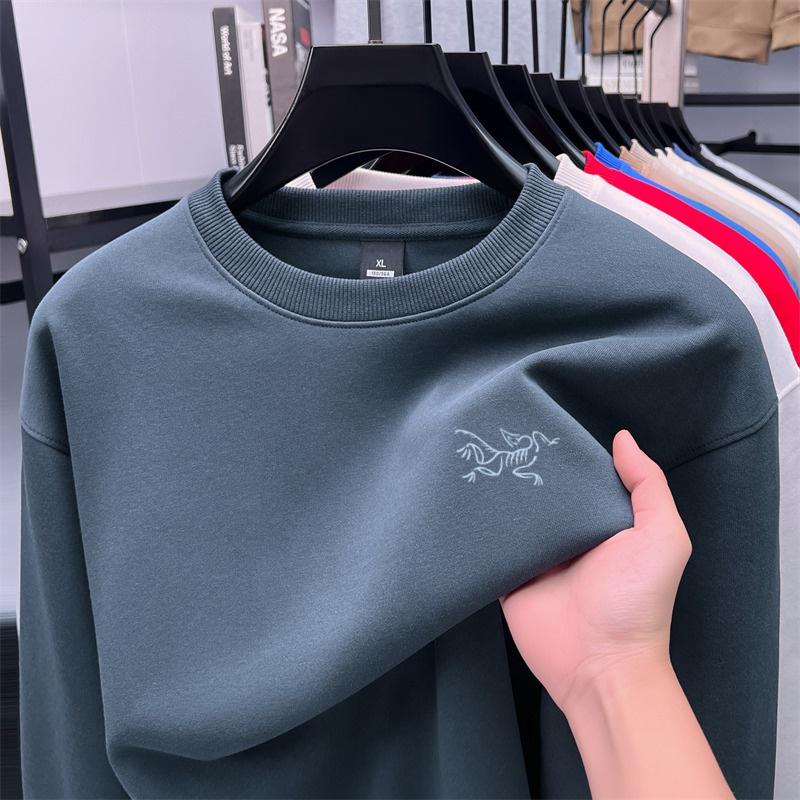 Men s O-Neck Long Sleeve Hoodie Winter Solid Color Loose High End Casual Commute Fashion Men s Wear M