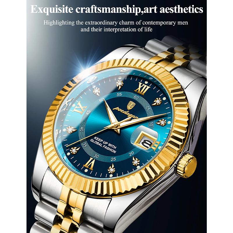 Luxury Man Wristwatch Classic Design Quartz Watch For Men Waterproof Luminous Date Stainless Steel Men's Watches Reloj