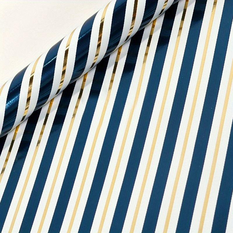 1Pc Gift Wrapping Paper Roll - Blue and Gold Stripes, Perfect for Birthdays, Holidays, Weddings, Christmas and Various Occasions.
