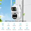 2024 New EU 9MP PTZ Wifi Camera Dual Screen 8X Digital Zoom Human Detection Outdoor Security Protection CCTV Surveillance IP Camera iCSee