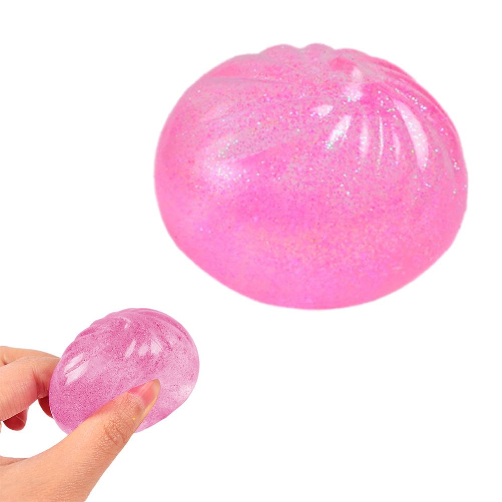 Clear Bun With Gold Powder Slow Rebound Maltose Toy Transparent Stress Ball Kawaii Decompression Toy Stress Relief For Kids