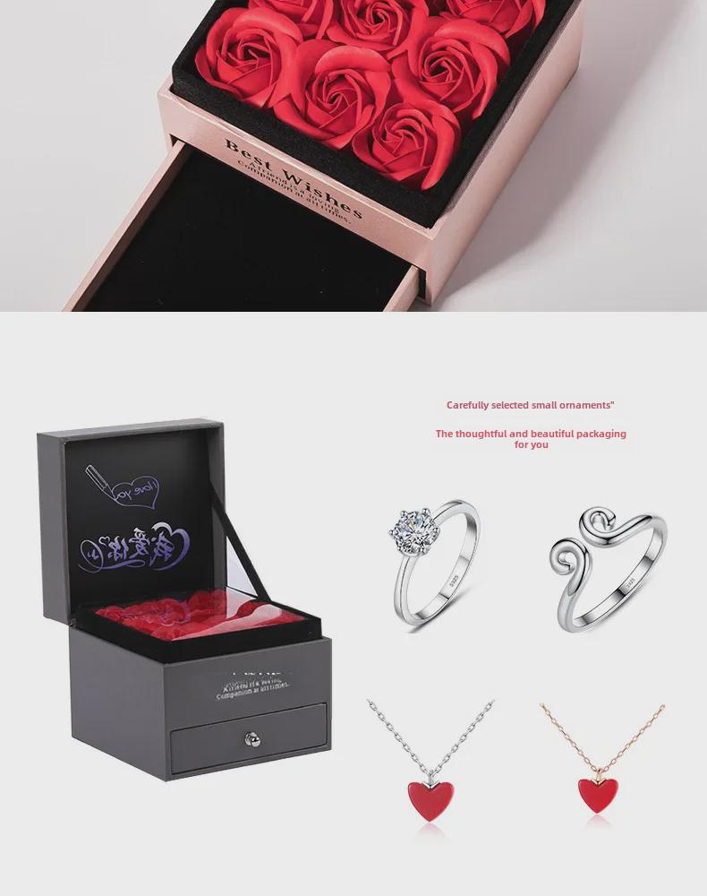 Coffret cadeau Saint-Valentin 520 roses avec collier et bracelet pour petite amie