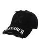 LANARCHIVE [8017] Leather Applique Vintage Ball Cap - Black (White)