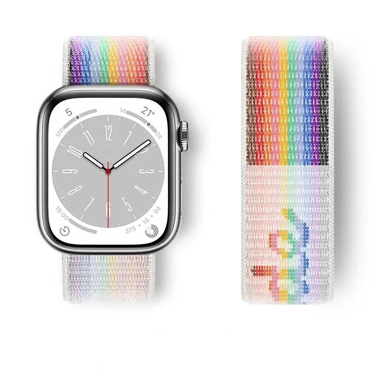 Nylon Loop For Watch Band Ultra-2 49mm 44mm 40mm 45mm 41mm Sport Pride Bracelet Iwatch Strap Series 9 8 Se 7 6 5 4 3