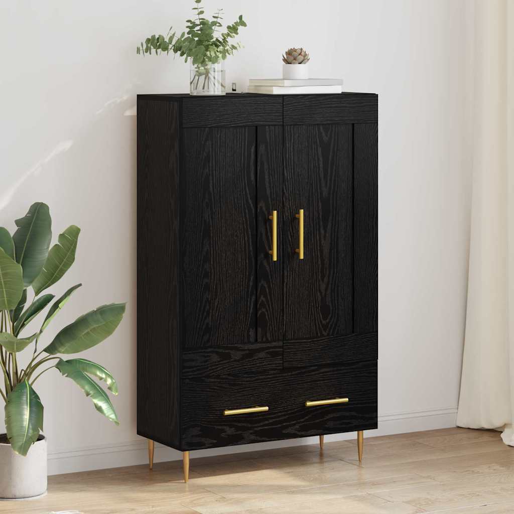 Highboard in Black Oak Look 69.5 x 31 x 115 cm Engineered Wood